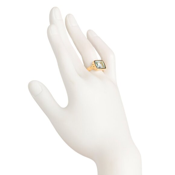 SHAANTI JEWELS  India 18kt Gold Plated Sterling Silver Blue Topaz Ring - Picture 2 of 2